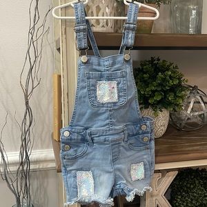 Justice Sequin Sz 7 Denim Overalls